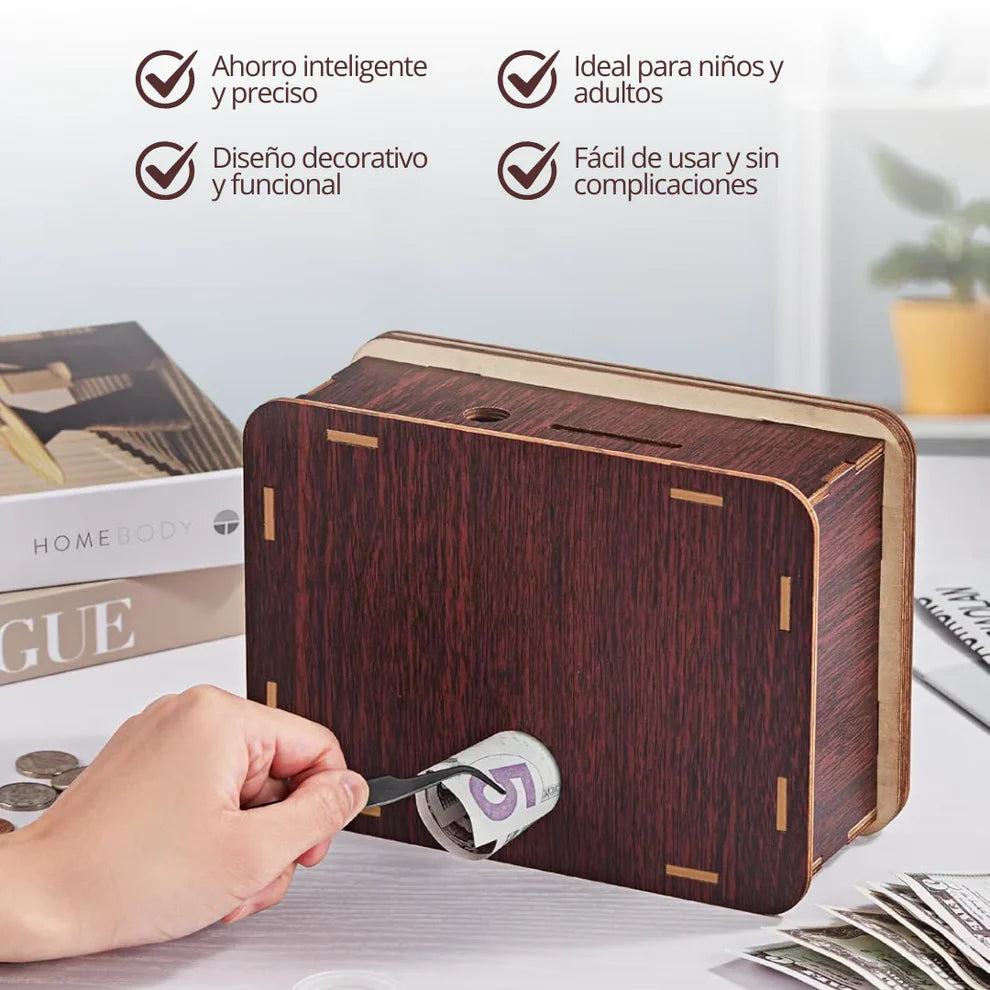 AHORRABOX™ Hucha de madera con contador