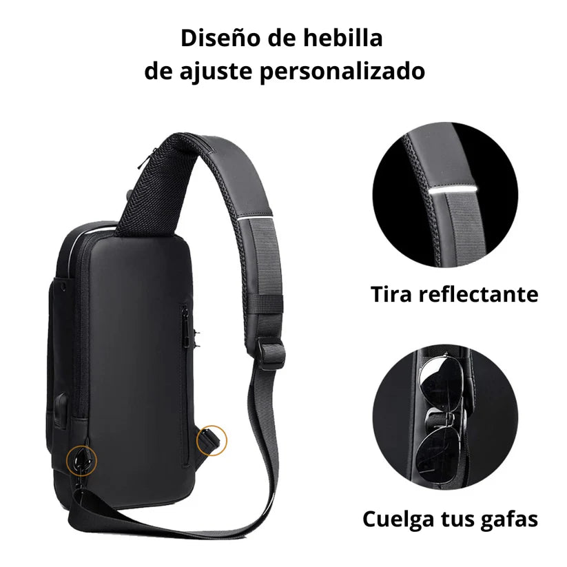 SECUR™ Bandolera cruzada antirrobo impermeable con USB